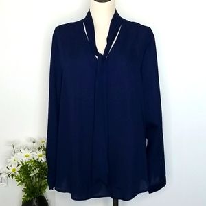 Yidarton Navy Long Sleeve Blouse NWT 2XL